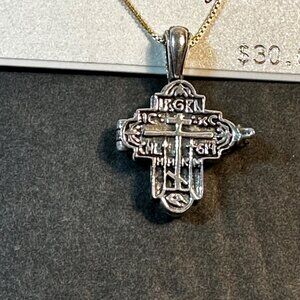 Sterling Silver Prayer Box 925 Cross Pendant Necklace With 18" Chain